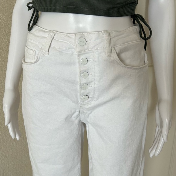 Paige White Leenah Ankle Button Fly Cotton Stretch High Rise Denim Jeans size 27 - Picture 2 of 14